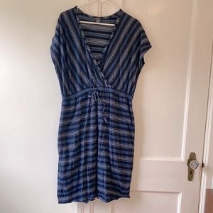 Eddie Bauer Blue Striped Drawstring Dress